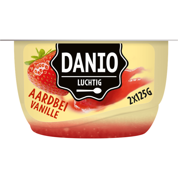 Danio Luchtige Kwark Aardbei Vanillesmaak 2 x 125 g