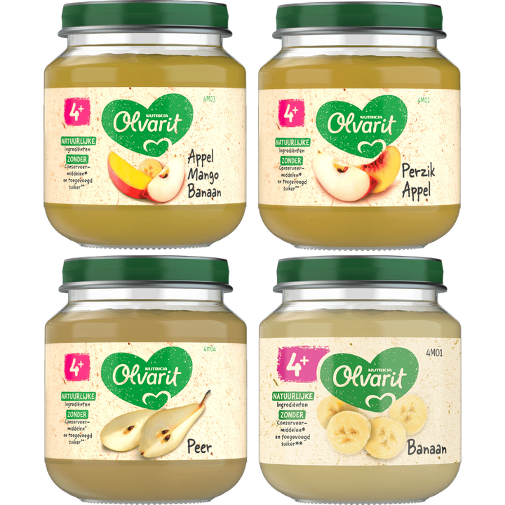 Olvarit Fruitpotjes 4+ Maanden 4 x 125g