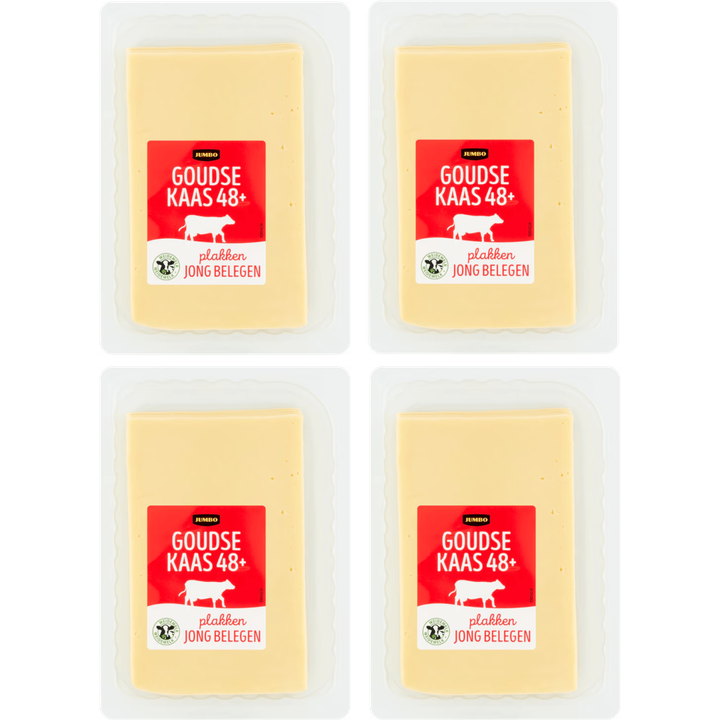 Merkloos Goudse Kaas Jong Belegen 48+ Plak 4 x 190 g