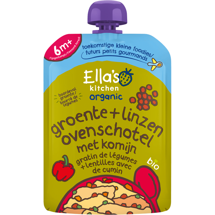 Groente ovenschotel met linzen 6+ biologisch