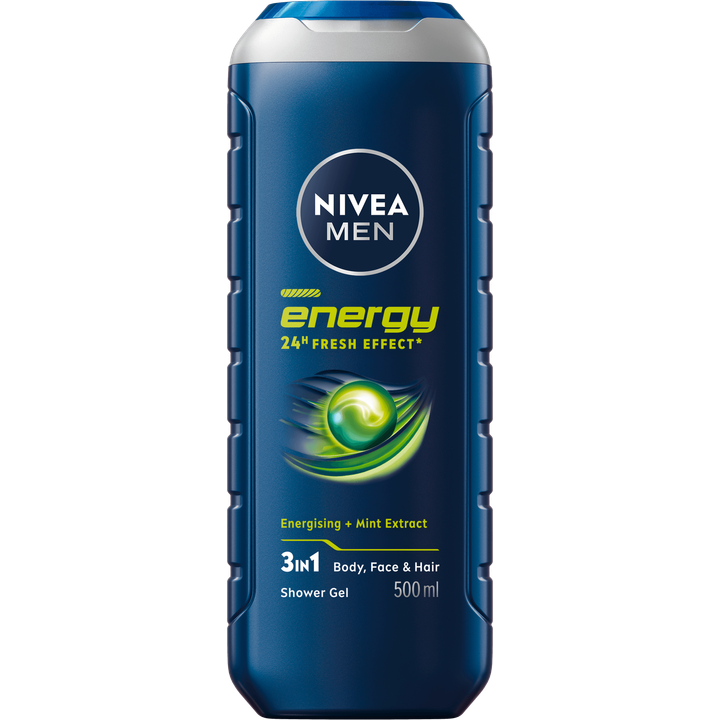 Nivea for men NIVEA MEN Energy Douchegel - 500ml - 3-in-1 shower gel met mintextract - Shampoo - Voor lichaam, gezicht en haar