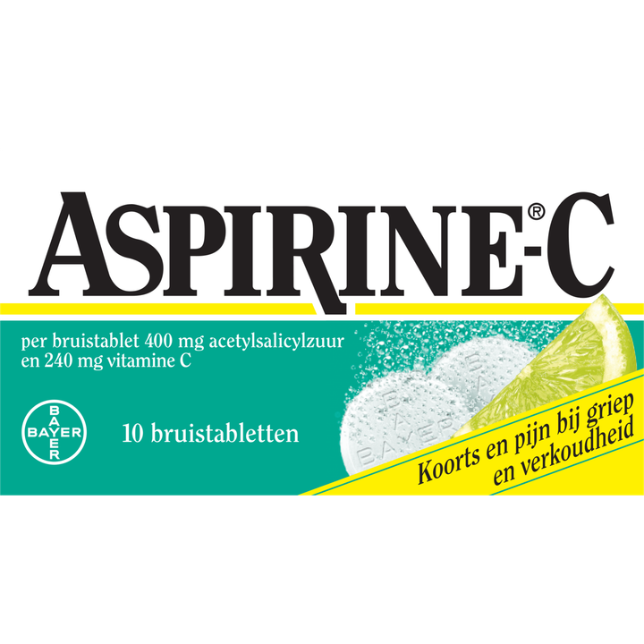 Aspirine C Bruistabletten bij griep en verkoudheid, 10 tabletten
