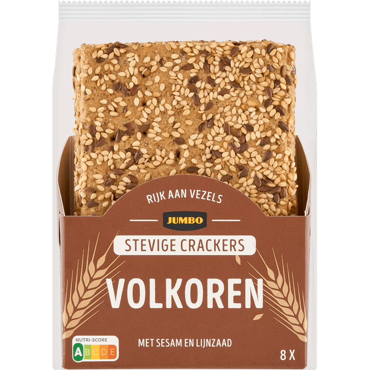 Stevige Crackers Volkoren met Sesam en Lijnzaad 8 Stuks