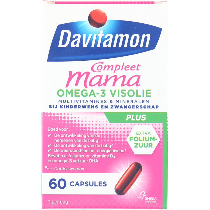 Davitamon Compleet mama plus omega-3 visolie capsules, 60 stuks