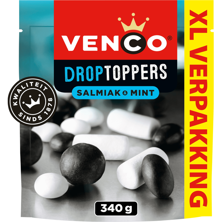 Venco Droptoppers Salmiak & Mint XL Verpakking 340 g