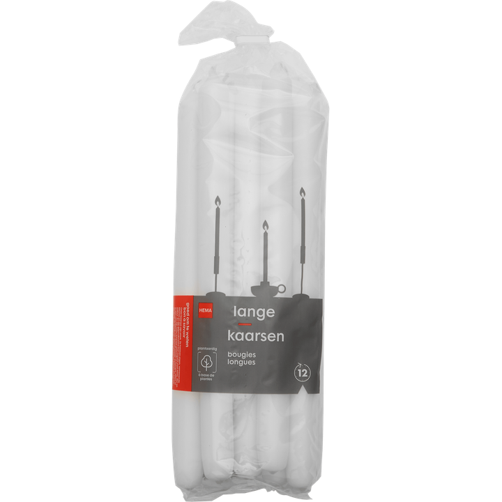 Lange Kaarsen Wit 12 Stuks