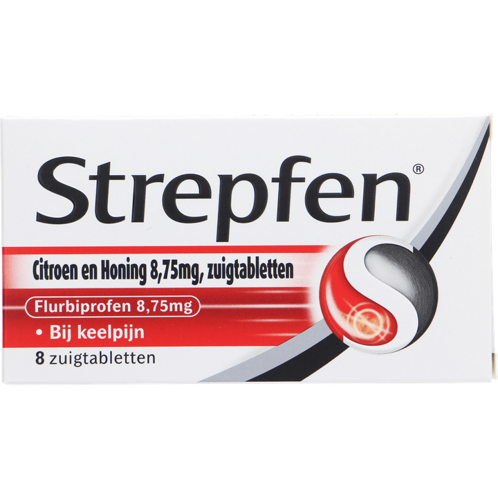 Strepsils Strepfen Citroen en Honing zuigtabletten bij keelpijn 8,75 mg, 8 stuks 
