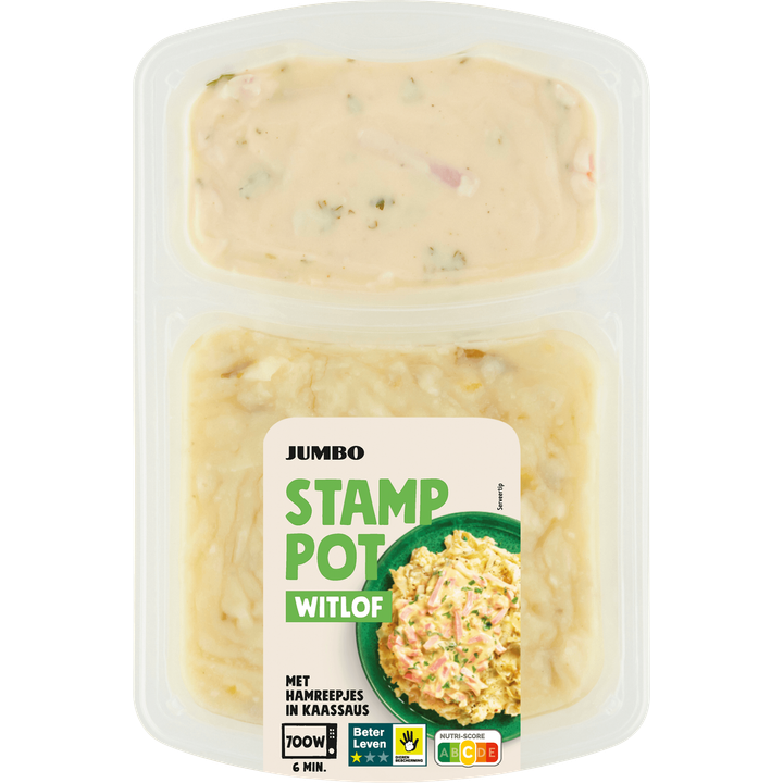 Stamppot Witlof met Hamreepjes in Kaassaus