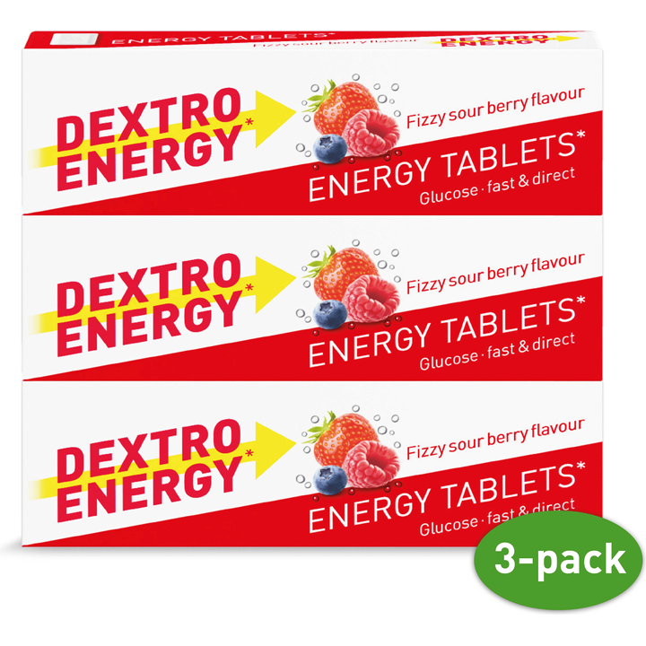 Dextro Energy Tabletten Fizzy Sour Berry 3 Stuks