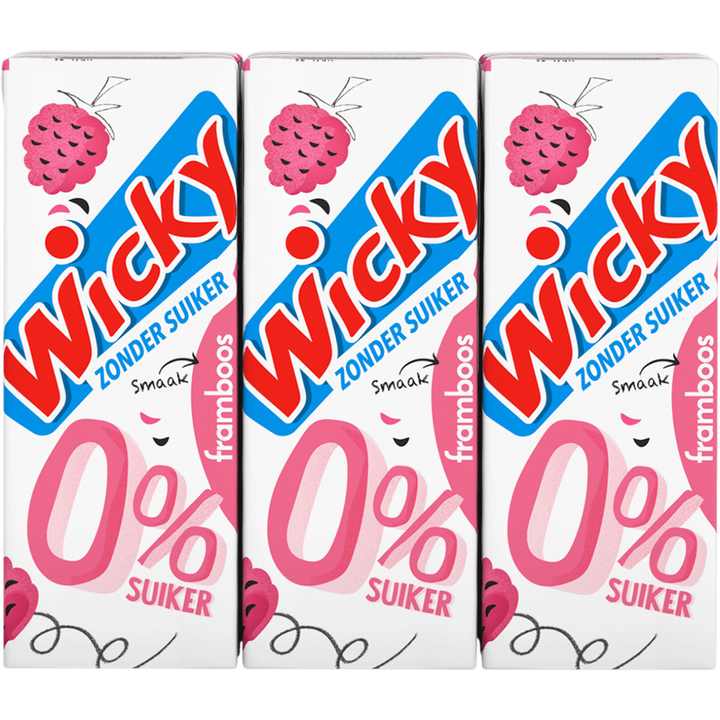 Wicky Smaak Framboos 0% Suiker 6 x 200 ml