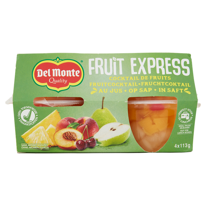 Del Monte Fruit Express Fruitcocktail op Sap 4 x 113 g