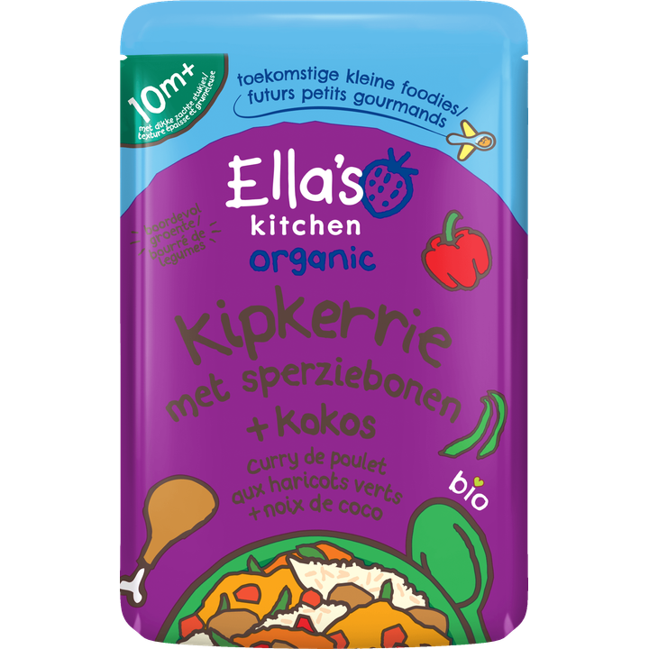 Ella's Kitchen Organic Bio Kipkerrie met Sperziebonen + Kokos 10 M+ 190 g