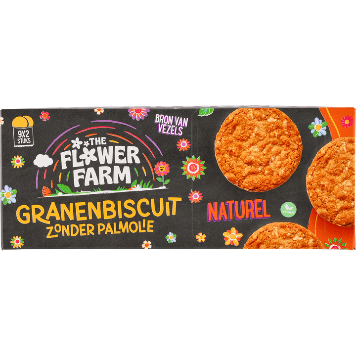 The Flower Farm Granenbiscuit Zonder Palmolie Naturel 18 Stuks 256 g