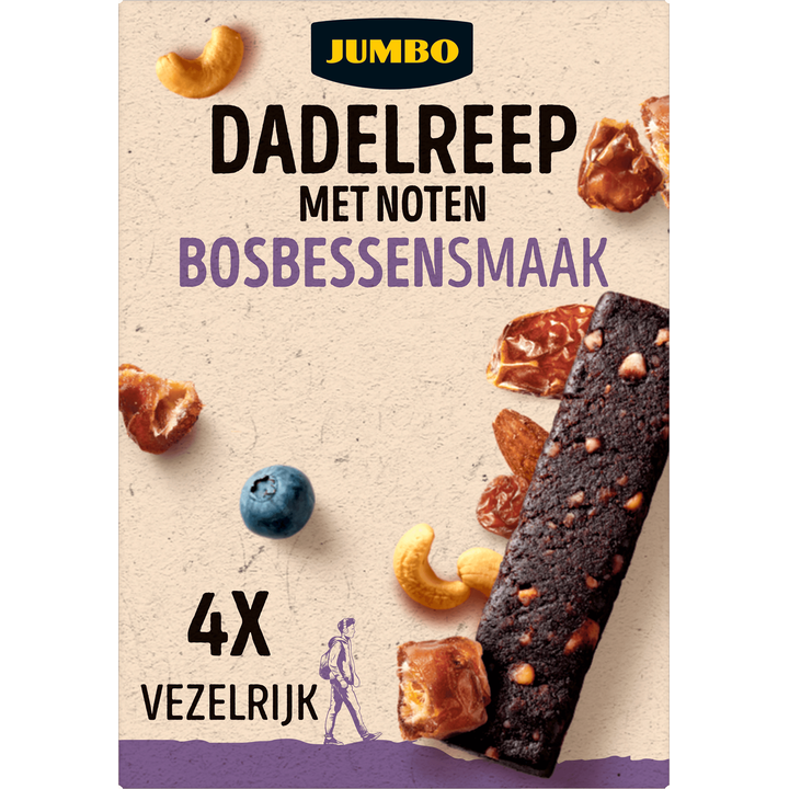 Dadelreep met Noten Bosbessensmaak 4 Stuks