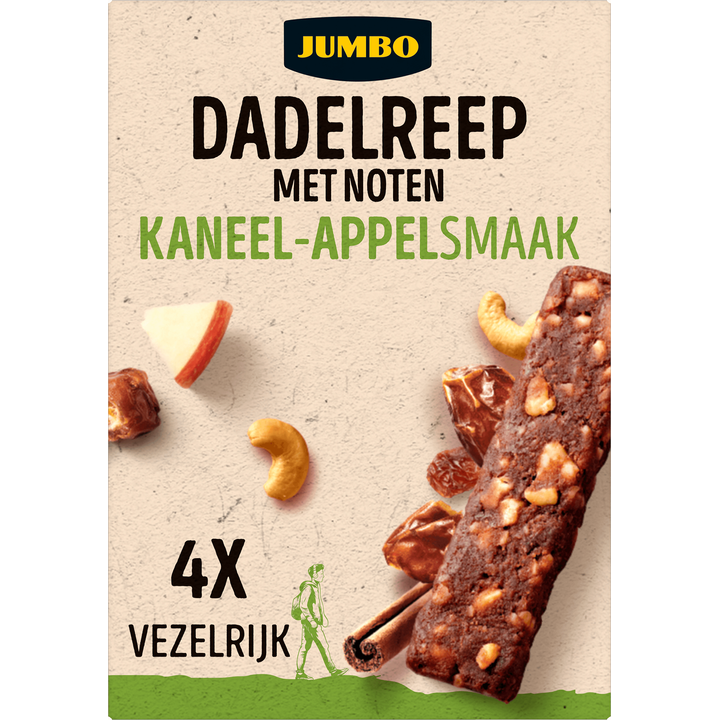 Dadelreep met Noten Kaneel-Appelsmaak 4 Stuks