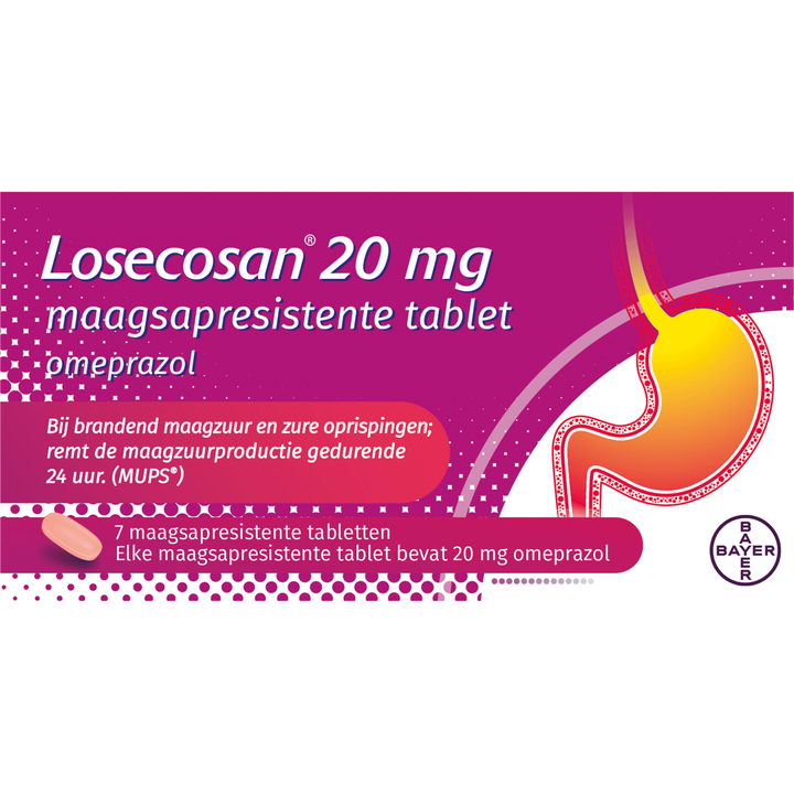 Losecosan 20 mg Maagsapresistente Tablet Omeprazol 7 Maagsapresistente Tabletten