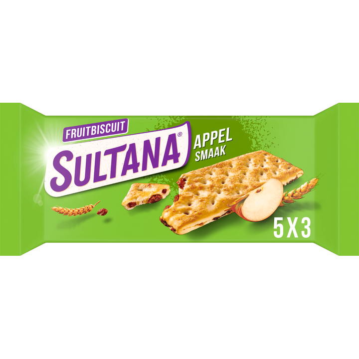 Sultana Fruitbiscuit Appel Smaak 5 Stuks 218 g