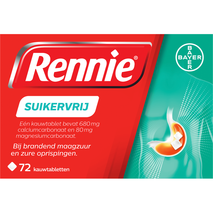 Rennie Suikervrij 72 Kauwtabletten