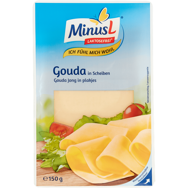 MinusL Gouda Jong in Plakjes Kaas 150 g