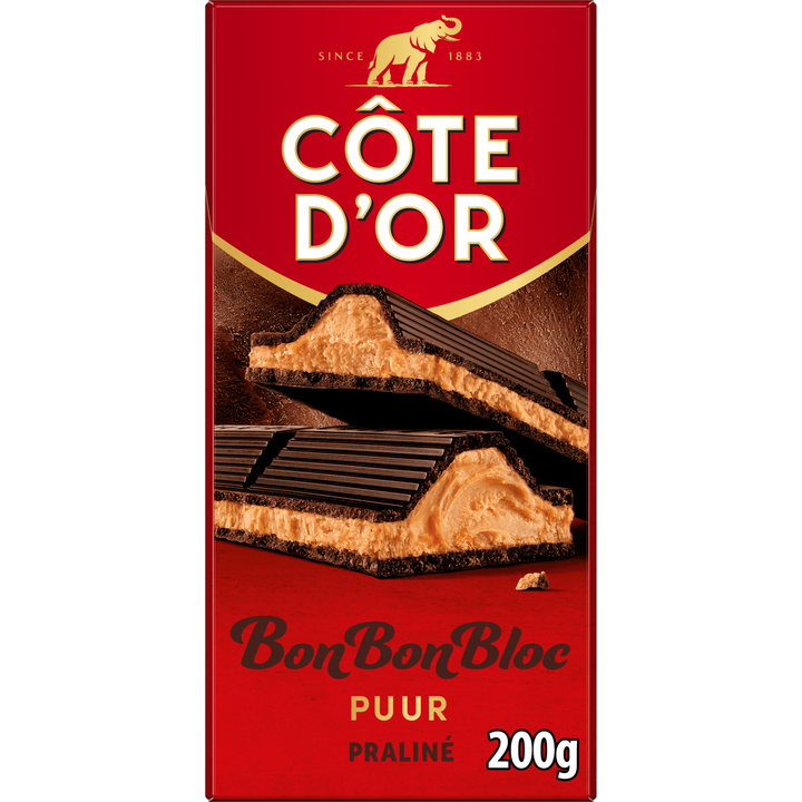 Côte d'Or BonBonBloc Chocoladereep Praliné Puur 200g