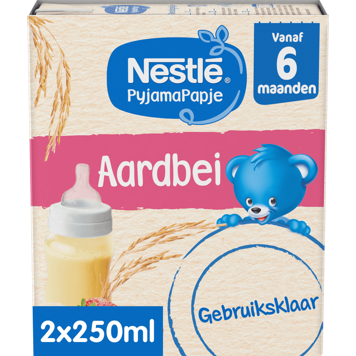Nestlé PyjamaPapje® Aardbei 6+ maanden baby pap 2 x 250 ml