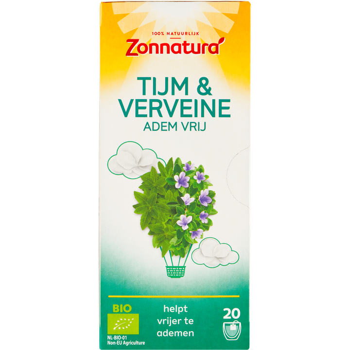 Zonnatura Tijm & Verveine Adem Vrij Kruideninfusie 20 Zakjes 35 g