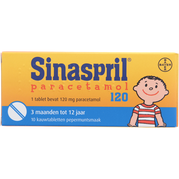 Sinaspril Paracetamol kauwtabletten 120 mg, 10 stuks