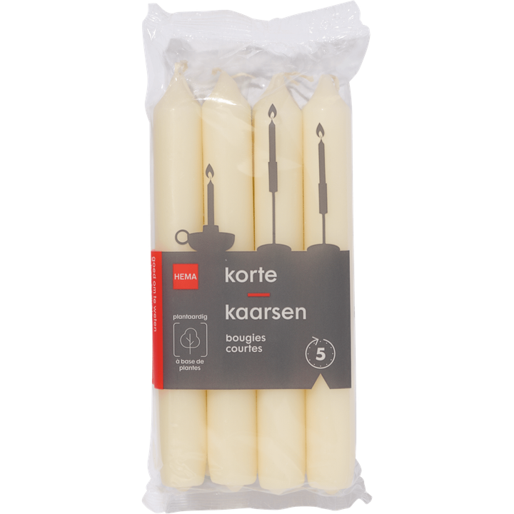 Korte Kaarsen Ivoor 8 Stuks