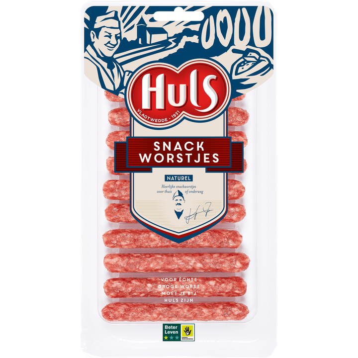 Huls Snackworstjes Naturel 121g