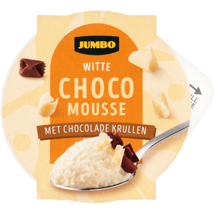 Witte Chocolade Mousse met Witte- en Pure Chocoladekrullen