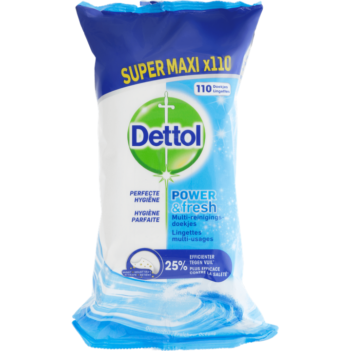 Dettol Multi-Reinigingsdoekjes Power & Fresh Oceaanfris 110 Stuks