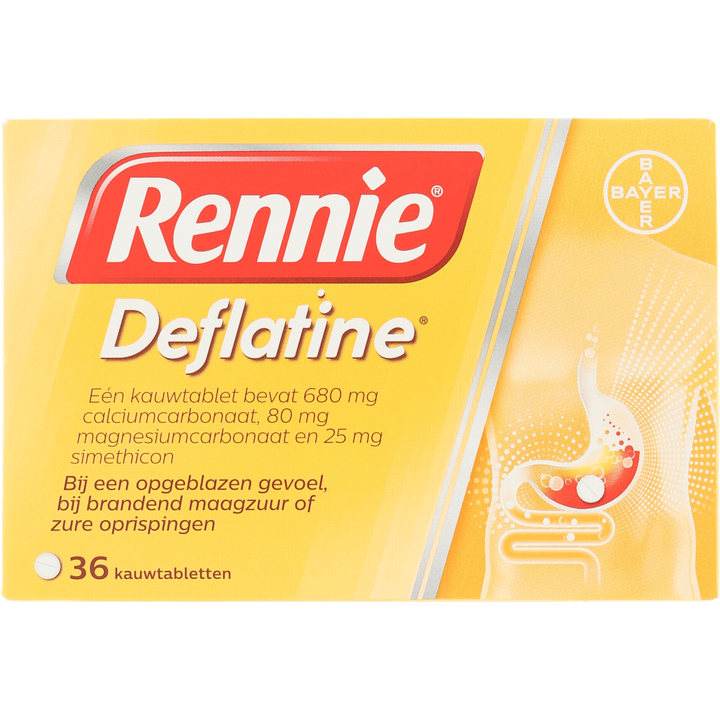 Rennie Deflatine Kauwtabl 36 Stuks
