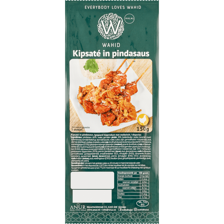 Wahid Kipsaté in Pindasaus 3 Stokjes 150 g