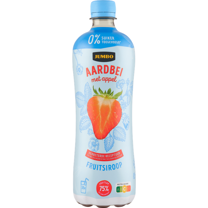 Fruitsiroop Aardbei met Appel 0% Suiker Toegevoegd 750ML