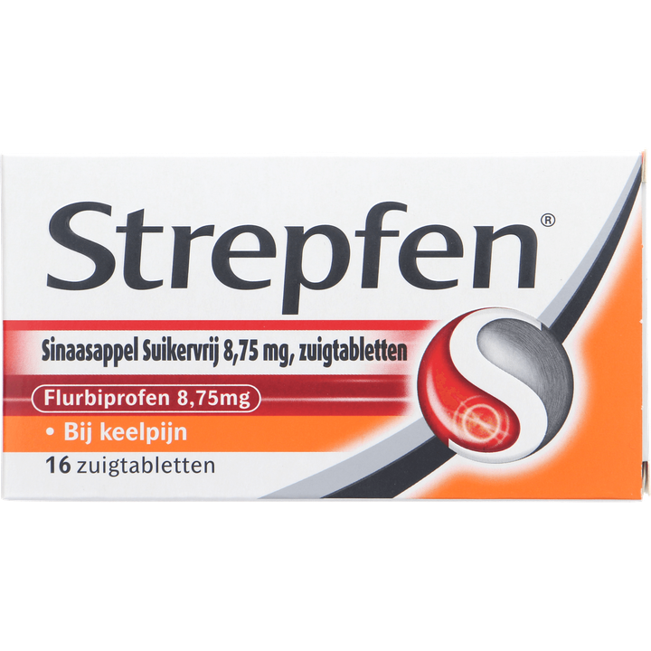 Strepfen Sinaasappel Suikervrij Zuigtabletten 8,75 mg
16 Stuks