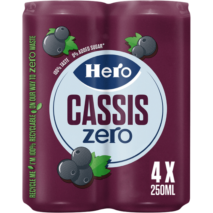 Hero Cassis Zero 4 x 250 ml