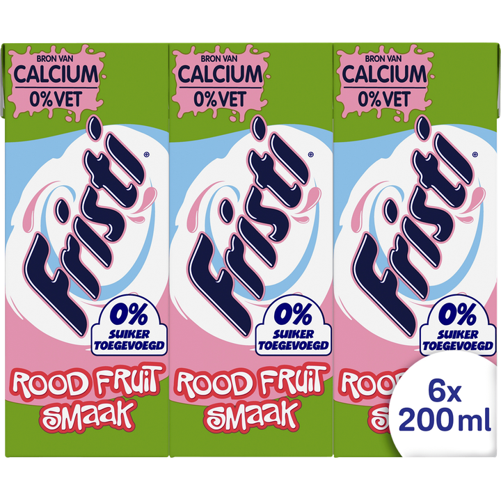 Fristi Rood Fruit 0% Suiker Toegevoegd 6 x 200 ml