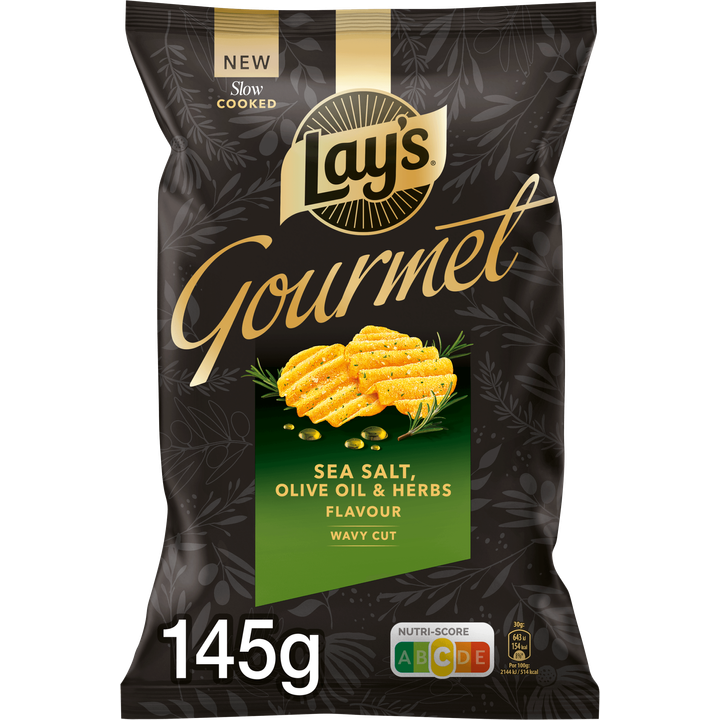 Lay's Gourmet Zeezout Olijfolie & Kruiden Chips 145 gr