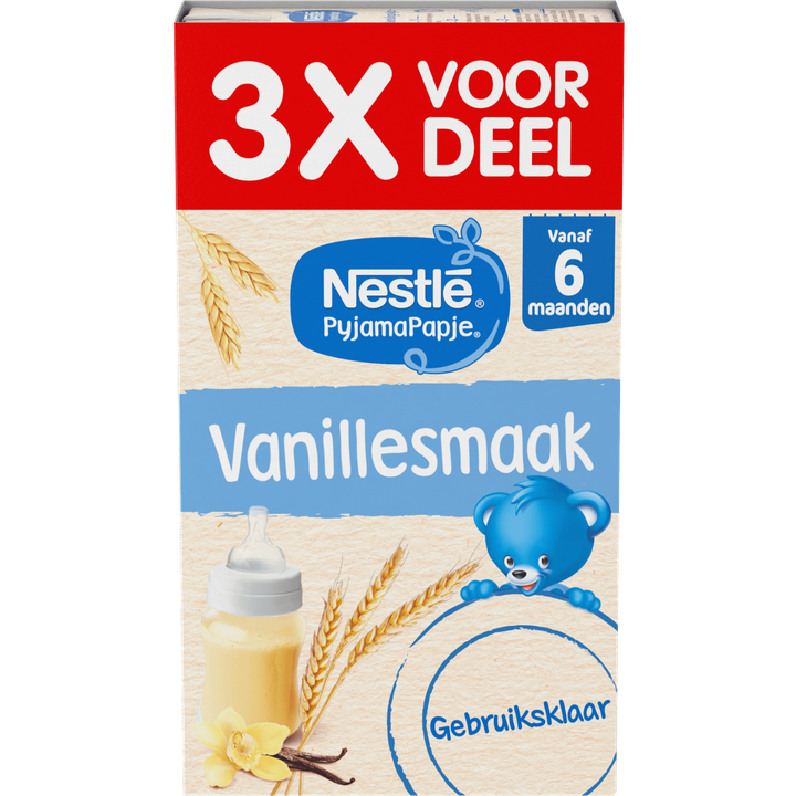 Nestlé PyjamaPapje® Vanillesmaak 6+ maanden baby pap 3 x 250 ml