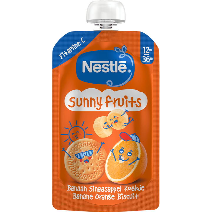 Nestlé Sunny Fruits Banaan Sinaasappel Koekje 12m - 36m 110 g 