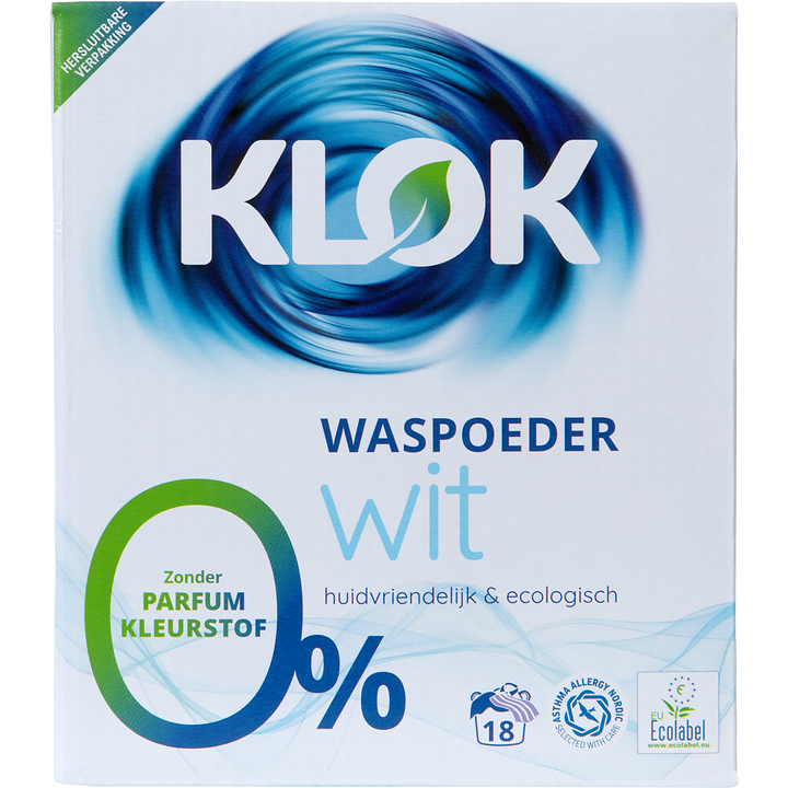 De Klok Klok waspoeder Wit 18 Wasbeurten