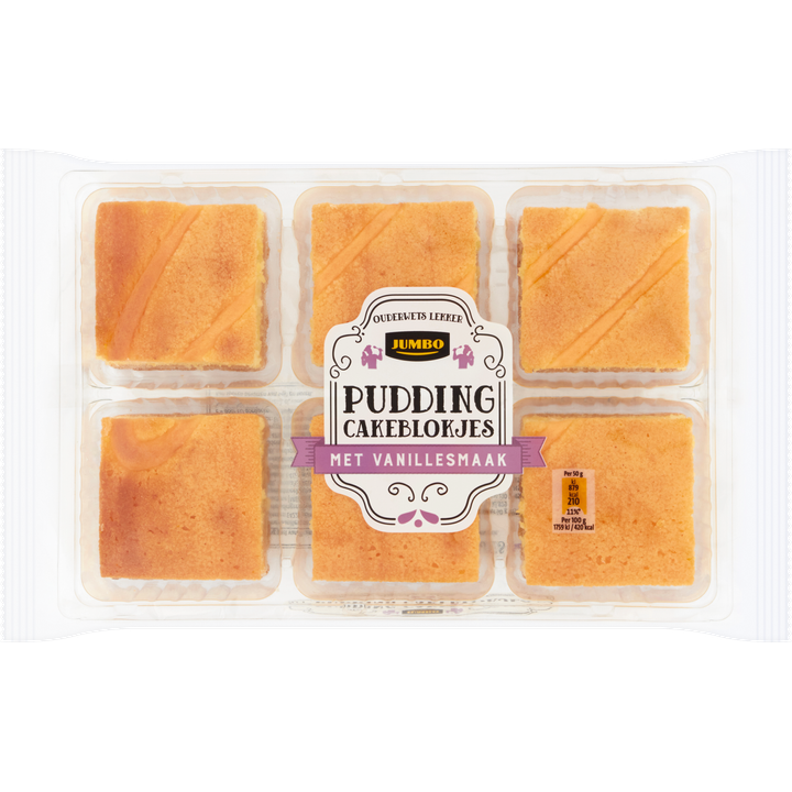 Pudding Cakeblokjes met Vanillesmaak 6 Stuks