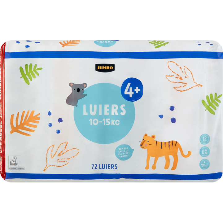 Luiers Maat 4+ 10- Voordeelverpakking 72 Stuks