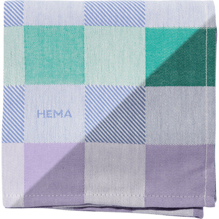 Theedoek Ruit Blauw/Groen/Lila