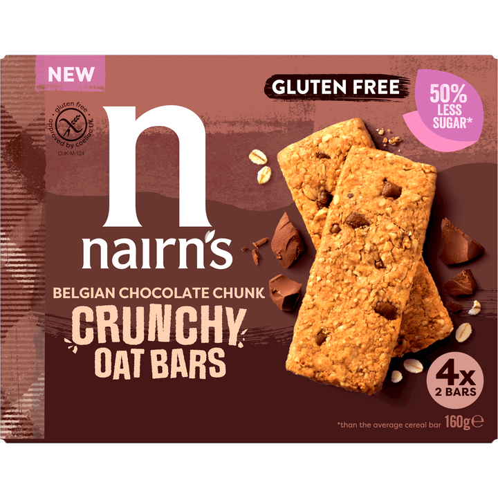 Nairn's Belgian Chocolate Chunk Crunchy Oat Bars Gluten Free 4 x 2 Stuks 160 g