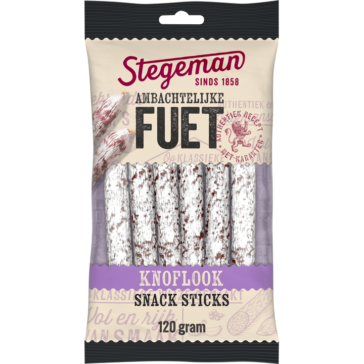 Stegeman Ambachtelijke Fuet Knoflook Snack Sticks 120 g
