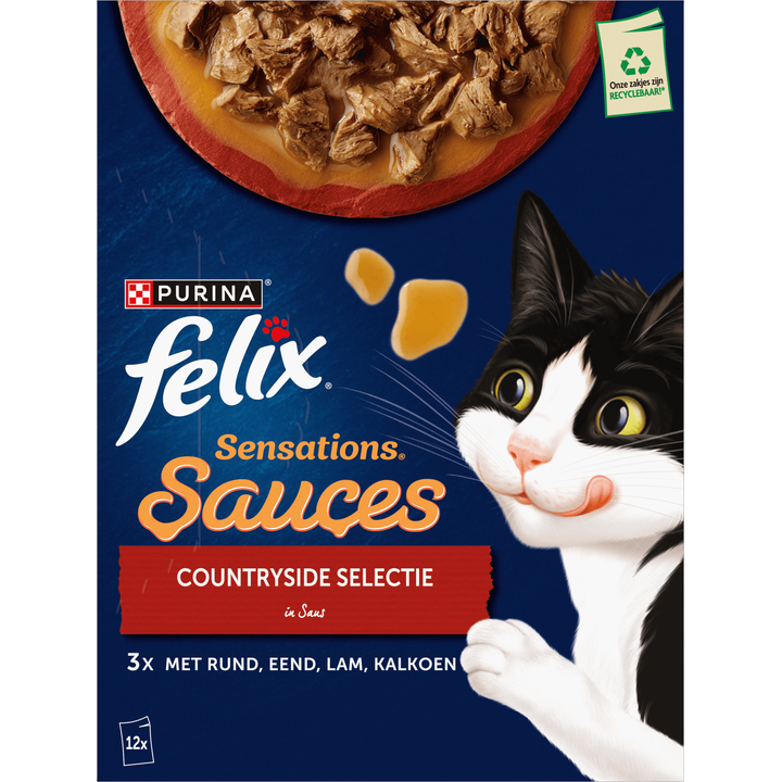 Felix Maaltijdzakjes Heerlijke Reepjes Vis Selectie Box - Kattenvoer - Zalm Tonijn Kabeljauw 12x85 g - Noorse Boskat - Pets Place