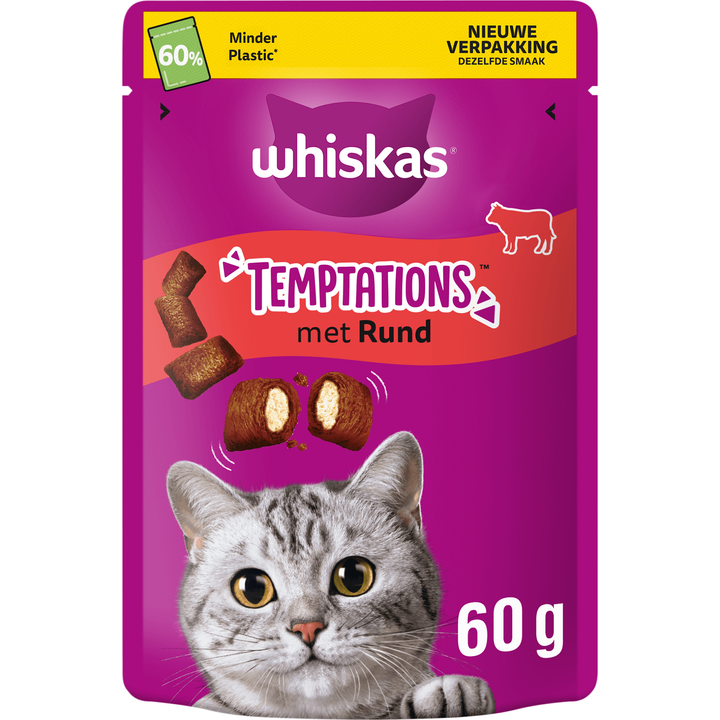 Whiskas Temptations Kattensnacks met Rund 60 g
