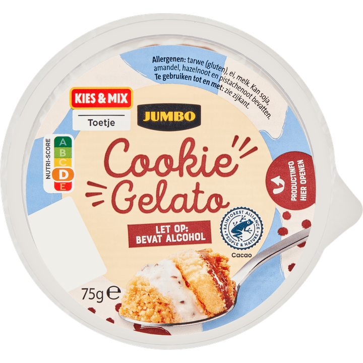 Jumbo Cookie Gelato 75 g - Bevat Alcohol