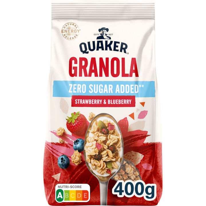 Quaker Zero Sugar Added Granola Aardbei & Blauwe Bes 400 gr